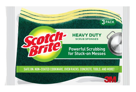 3M Scotch-Brite Brand Heavy Duty Scrub Sponge, 3 Count 3M清洁海绵布 强力清洁版 3片装