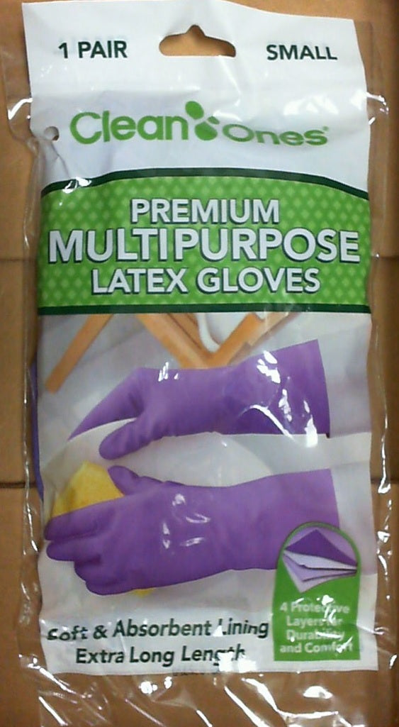 Clean Ones Brand (1 Pair) Premium Multi Purpose Latex Gloves (SMALL)