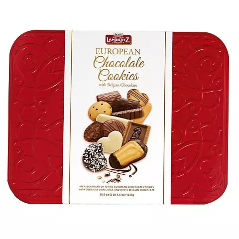 Lambertz European Chocolate Cookies (36.5 oz) Red Tin  歐洲式 巧克力曲奇 (紅罐)