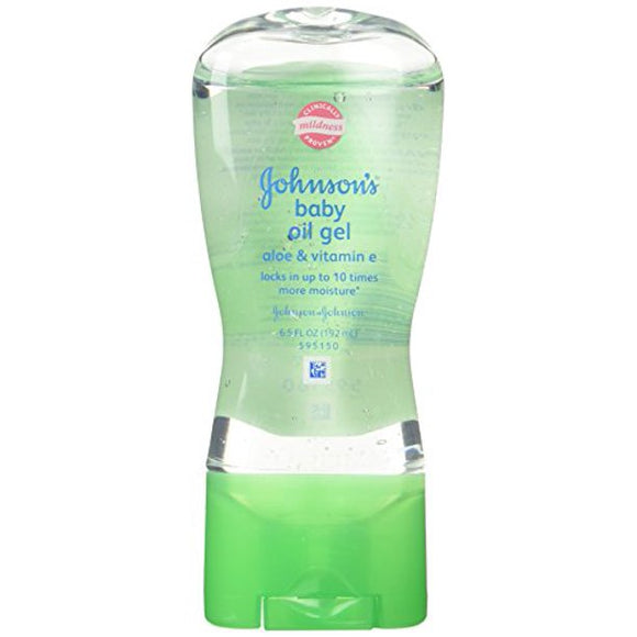 Johnson's Brand Baby Oil Gel With Aloe Vera & Vitamin E 6.5 Fl oz (192 mL)  嬰兒油,凝膠, 含蘆薈和維生素E, 嬰兒皮膚護理