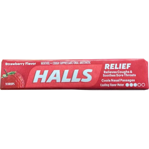 HALLS Relief Strawberry Flavor Cough Drops 9 DROPS