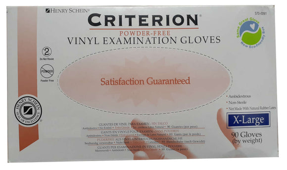 Criterion Brand Vinyl Examination Glove, Powder-Free, X-Large (#5700091) 90 Gloves  檢查手套, 乙烯基, 無粉, 加大號