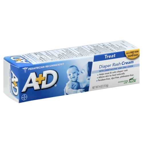 A+D Brand Treat Diaper Rash Cream with Dimethicone & Zinc Oxide with Moisturizing Aloe 4 oz (113g)  尿布疹膏 含蘆薈