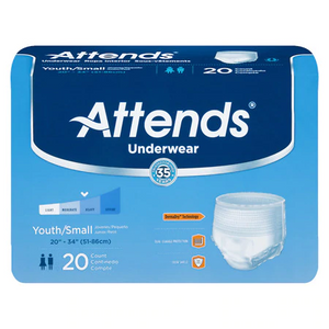 Attends Brand Incontinence Care Underwear, Super Plus, Youth/Small 20"-34" (51-86cm), 20 Count  失禁者護理內褲, 小號: 20"-34" (51-86cm), 20塊