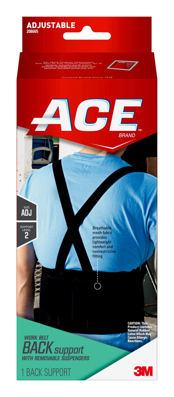 ACE Brand 3M Work Belt Back Support with Removable Suspenders  可调节吊帶式腰托带