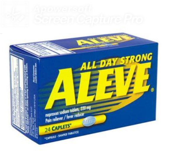 Aleve Brand Pain Reliever & Fever Reducer Caplets, Naproxen Sodium 220mg (NSAID), 24ct  止痛和退熱藥膠囊 含萘普生鈉 220mg（NSAID）