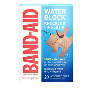 BAND-AID Brand Water Block Finger-Care Bandages, For Knuckle & Fingertip, Assorted Sizes 20 Each  創可貼 手指繃帶, 適用指關節和指尖
