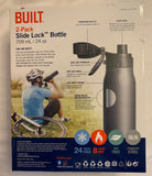 Built Brand Slide Lock 24oz Stainless Steel Bottle #5266034, 2-pack  滑動鎖24盎司不銹鋼瓶2件裝