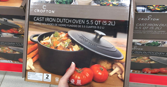 Crofton Brand Cast Iron Dutch Oven 5.5 QT (5.2 L)  全鑄鐵鍋, 可放入烤箱烹煮