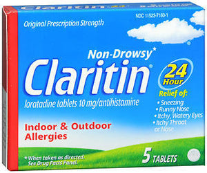 Claritin Brand 24-Hour Non-Drowsy Allergy Relief Tablets - Loratadine, 5 Tablets 過敏藥, 適用室內和室外過敏