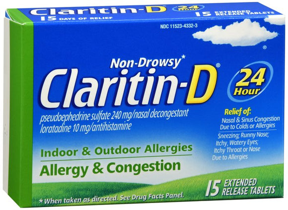 Claritin D 24 Hour 10mg Tablets 15 ct , TABLETS