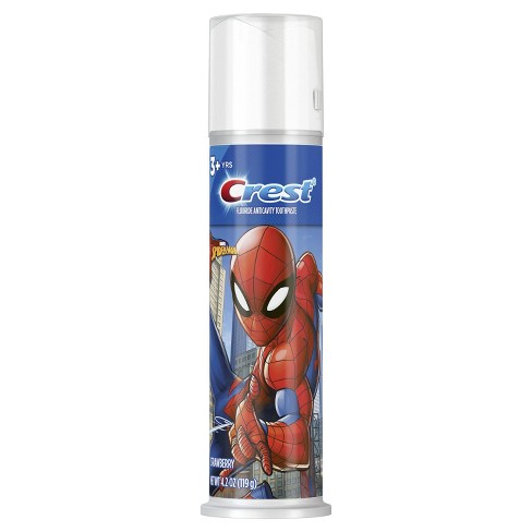 Crest Brand Crest Kid's Cavity Protection Blue Bubblegum Toothpaste Pump Featuring Marvel's Spider-Man 4.2 oz (119g)  佳洁士, 孩子防蛀牙保護牙膏, 草莓味