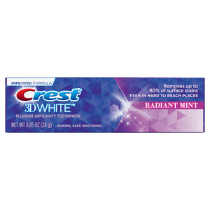 Crest Brand 3D White, Whitening Toothpaste Radiant Mint, 0.85 oz (24g)  佳洁士, 3D白色，美白牙膏輻射薄荷
