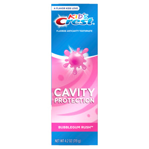 Crest Brand Kid's Cavity Protection Fluoride Toothpaste, Bubblegum Rush, 4.2 oz (119g)  兒童蛀牙保護氟化物牙膏，泡泡糖沖劑味