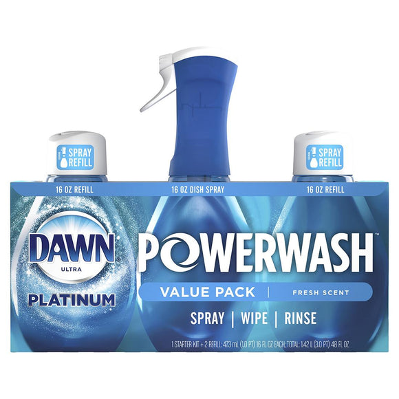 Dawn Brand Platinum Powerwash Dish Spray Soap, Fresh Scent Value Pack  洗碟去油脂清潔噴霧