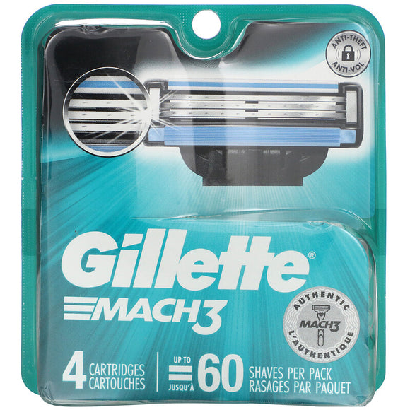 Gillette Mach3 Men's Razor Blades, 4 Blade Refills