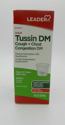 LEADER Brand Tussin DM Cough & Chest Congestion Liquid, For Ages 12 Years & over, 8 fl oz (237mL)  止咳嗽藥水, 適合12歲或以上人士使用