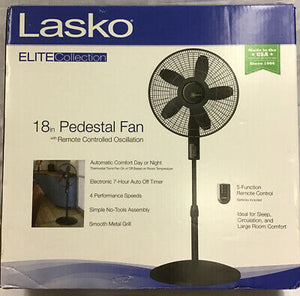 Lasko Brand 18in Elite Large Room Quiet Blade Pedestal Fan Remote Controlled #S18610  18英寸大房間靜音葉片基座風扇遙控 #S18610