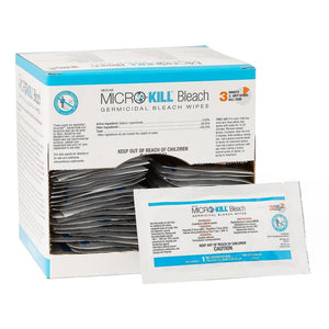 Micro-Kill Brand Bleach Germicidal Bleach Wipes 7"x 8" Case of 50 Wipes  漂白殺菌濕巾，7“x8”，50 片