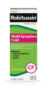 Robitussin Brand Adult Multi-Symptom Cold CF, Peak Cold 8 fl oz (237mL)  成人多症状感冒药水