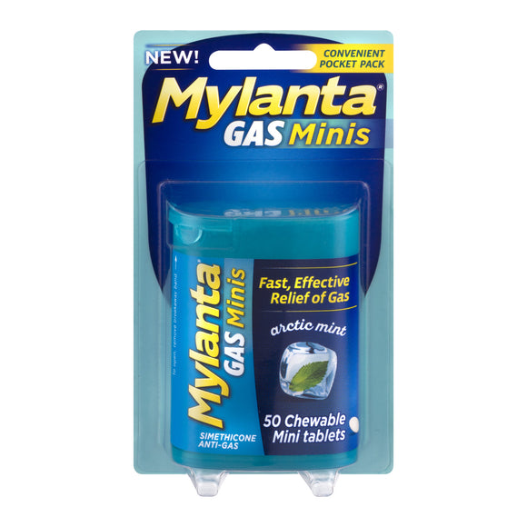 Mylanta Brand Gas-Minis Antacid, Mini Flavor, Fast, Effective Relief of Gas 50 Count 抗酸劑, 快速, 有效地釋放氣體
