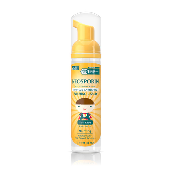Neosporin Brand Wound Cleanser for Kids, First Aid Antiseptic, Foaming Liquid 2.3 oz (68mL)  孩子傷口清潔劑, 急救防腐劑