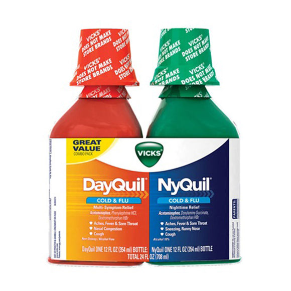 DAYQUIL&NYQUIL 白天+夜间强效感冒发烧止咳药水 2瓶*12 OZ