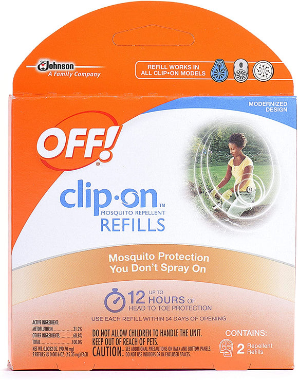 JOHNSON Brand OFF! Clip-On Mosquito Repellent Refill up to 12 Hr. (2-Pack) 驅蚊液補充裝，最高可達12小時（2片裝）