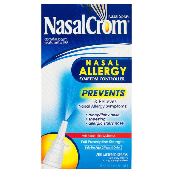 NasalCrom Brand Nasal Spray Allergy Symptom Controller, 200 Sprays, 0.88 fl oz (26mL)  鼻過敏症狀, 噴霧劑，200噴霧