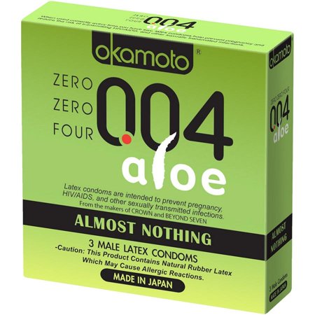 Okamoto Brand 004 Latex Condoms w/Aloe, 3ct  004乳膠避孕套+蘆薈