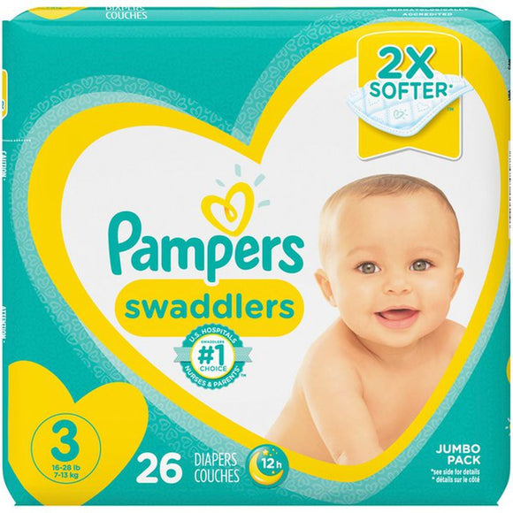 Pampers Brand Swaddlers Diapers Size 3 (16-28 Lb / 7-13 Kg) 26Ct   嬰兒紙尿布 3號 (16-28 Lb / 7-13 Kg) 26塊