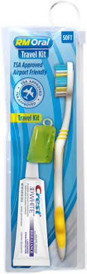 RM Oral Brand Travel Kit, Includes: Toothbrush, Toothbrush Cap, Toothpaste & Reusable Pouch  旅行套裝包括：牙刷，牙刷帽，牙膏和可重複使用的包裝袋