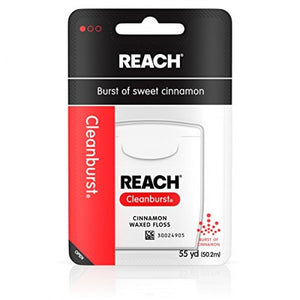 Johnson Reach Brand Cleanburst Cinnamon Waxed Floss, 55 Yards   蠟牙線, 肉桂味