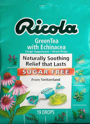 RICOLA Brand GREEN TEA WITH ECHINACEA (SUGAR FREE), 19 THROAT DROPS 无糖润喉糖 含绿茶与棘金龙