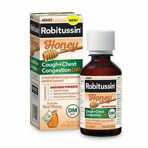 Robitussin Brand Maximum Strength Honey Cough Chest Congestion DM Max 8 fl oz (237mL)  止咳嗽水, 蜂蜜味