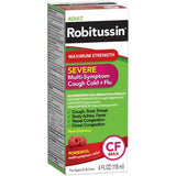 Robitussin Brand Adult Severe Multi-Symptom Cough Cold and Flu Medicine, 4 fl oz (118mL)  成人, 適合嚴重多症狀咳嗽感冒和流感藥水