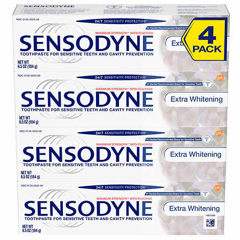 Sensodyne Brand Advanced Whitening Toothpaste (6.5 oz X 4 Boxes)