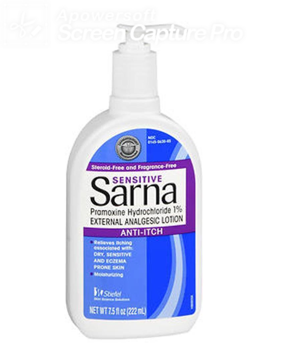 Sarna Brand Sensitive External Analgesic Lotion, ANTI-ITCH, Eczema Prone Skin+Moisturizing7.5 Fl oz (222mL)  敏感皮膚 止痛 抗癢 防濕疹+補濕乳液