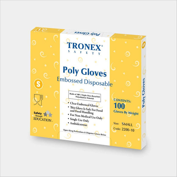 Tronex Brand PE Disposable Gloves, Economic Choice, Powder-Free, Latex Free, Food Safe, Clear, Small (Box of 100)  PE一次性手套，經濟選擇，無粉，無乳膠，食品安全，透明，小號（100盒）