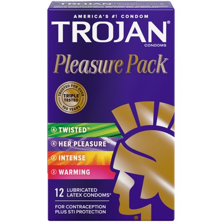 Trojan Brand Pleasure Variety Pack Lubricated Condoms - 12 Count  內有四款式快樂品種潤滑避孕套