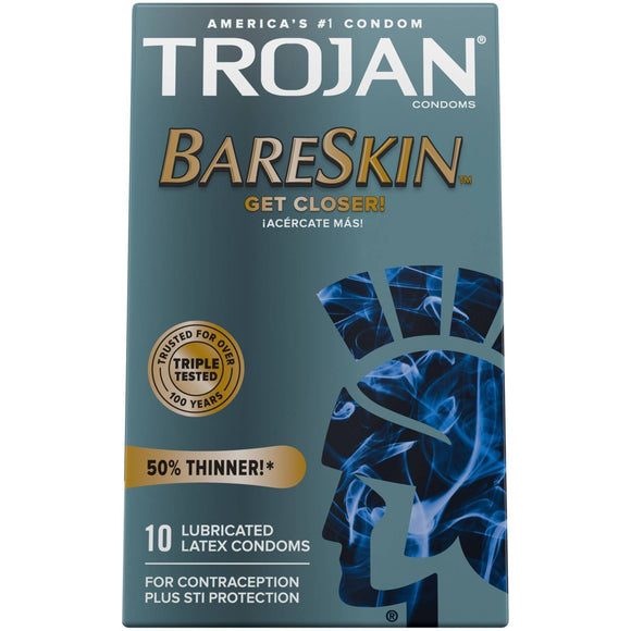 Trojan Brand Bareskin Lubricated Condoms - 10ct  模仿皮膚, 潤滑避孕套