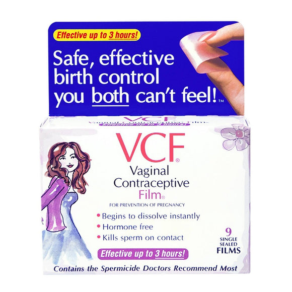 Vcf vaginal contraceptive film 9 f