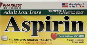 Aspirin 81mg 120 Tablets