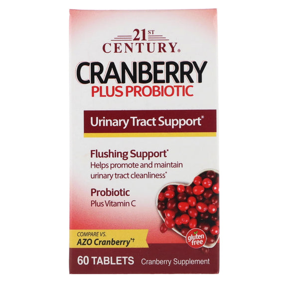 21 CENTURY Brand CRANBERRY PLUS PROBIOTIC 60 Tablets  泌尿道, 益生菌加維生素C