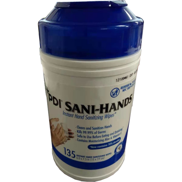 +PDI SANI-HANDS Wipes w/ 70% Alcohol 135 PCS
