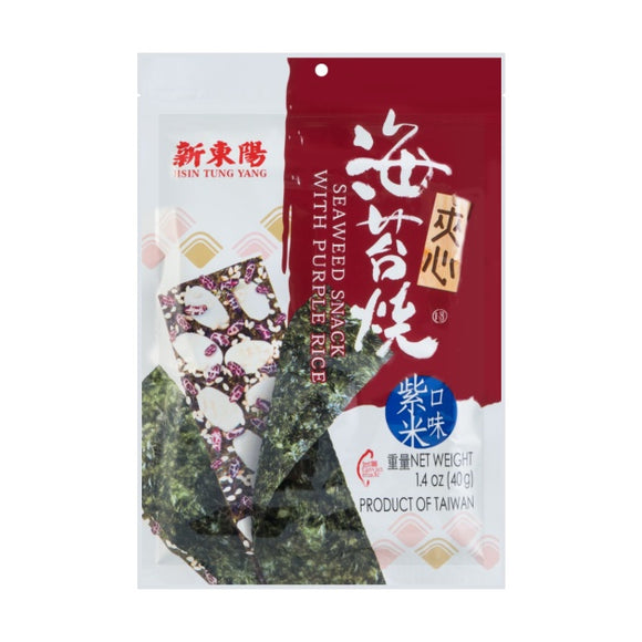 Hsin Tung Yang Brand Seaweed Snack with Purple Rice 1.4 oz (40g)  新東陽 海苔燒夾心紫米味 1.4安士(40克)