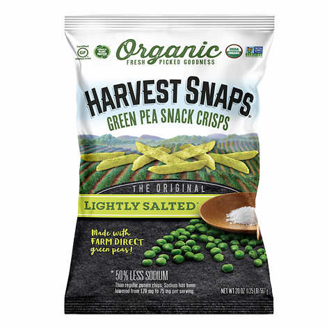Harvest Snaps, Organic Green Pea Snack Crisps, Lightly Salted (20 oz)  有機綠豌豆零食薄脆, 微鹹 (20盎司)
