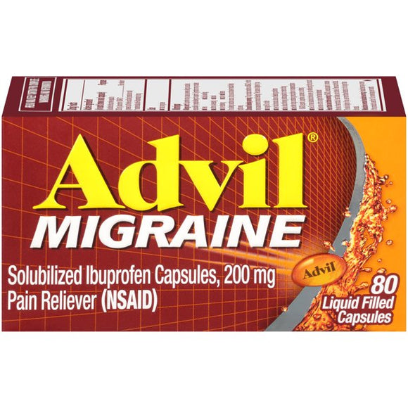 Advil Brand Migraine Pain Relief Liquid Filled Capsules 80ct  偏頭痛止痛液體填充膠囊