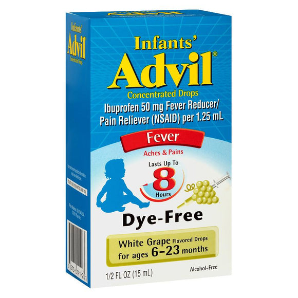 Advil Brand Infants Fever Aches & Pains, White Grape Flavored Concentrated Drops, 0.5 fl oz (15mL)  嬰兒發燒疼痛, 白葡萄味濃縮滴劑