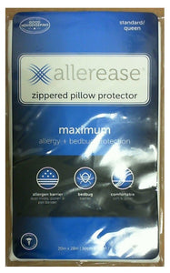 Allerease, Zippered Pillow Protector (Allergy+Bedbug) Standard/Queen, 20in x 28in  枕頭保護套 (防過敏+臭蟲) 帶拉鍊 (標準/大號) 20英寸x 28英寸